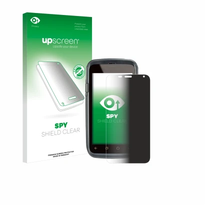 Face avant d’un emballage produit avec le logo de la marque upscreen. À côté, l’appareil Honeywell Dolphin CT60 est représenté