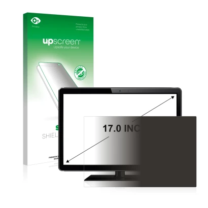 Face avant d’un emballage produit avec le logo de la marque upscreen. À côté, l’appareil est représenté avec la protection d’é