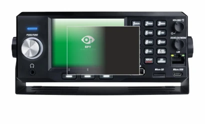 Image de l'appareil Uniden SDS200E avec une grande variété de protections d'écran.