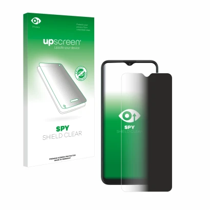 Face avant d’un emballage produit avec le logo de la marque upscreen. À côté, l’appareil Motorola Moto G9 Play est représenté 