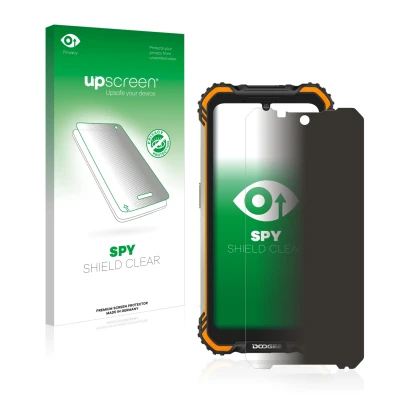 Face avant d’un emballage produit avec le logo de la marque upscreen. À côté, l’appareil Doogee S58 Pro est représenté avec la