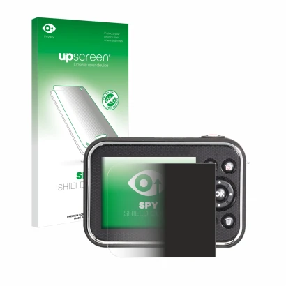 Face avant d’un emballage produit avec le logo de la marque upscreen. À côté, l’appareil Vtech Kidizoom Video Studio HD est re