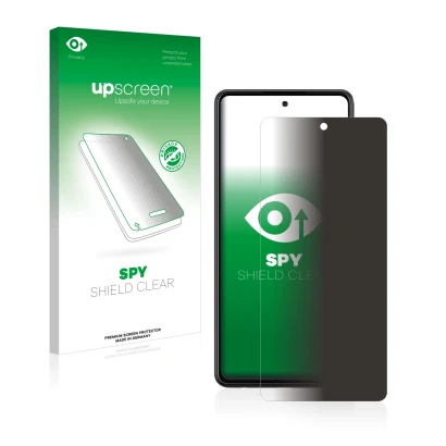 Face avant d’un emballage produit avec le logo de la marque upscreen. À côté, l’appareil Samsung Galaxy A72 5G est représenté 