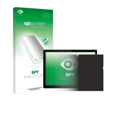 Face avant d’un emballage produit avec le logo de la marque upscreen. À côté, l’appareil Lenovo ThinkPad X12 Detachable Gen 1 