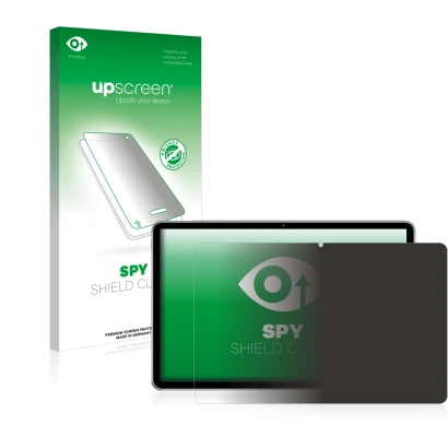 Face avant d’un emballage produit avec le logo de la marque upscreen. À côté, l’appareil Huawei MatePad 11 (2021) est représen