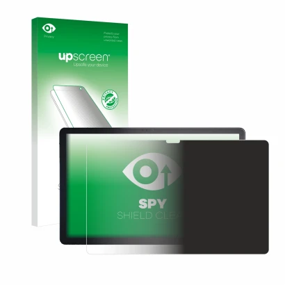 Face avant d’un emballage produit avec le logo de la marque upscreen. À côté, l’appareil Lenovo Tab P11 Plus est représenté av