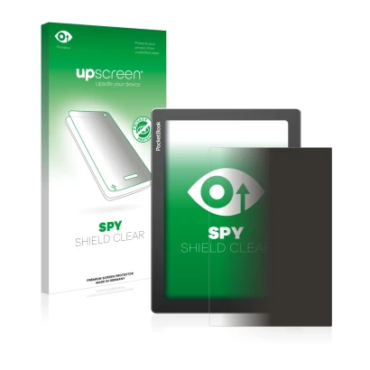 Face avant d’un emballage produit avec le logo de la marque upscreen. À côté, l’appareil PocketBook InkPad Lite est représenté
