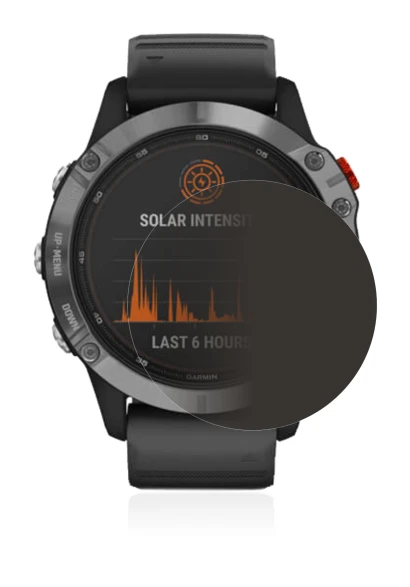 Image de l'appareil Garmin Fenix 6 Solar avec une grande variété de protections d'écran.