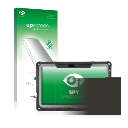 Face avant d’un emballage produit avec le logo de la marque upscreen. À côté, l’appareil Getac F110 G6 est représenté avec la 
