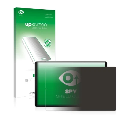 Face avant d’un emballage produit avec le logo de la marque upscreen. À côté, l’appareil Lenovo Tab M10 FHD Plus (2e Gen.) est