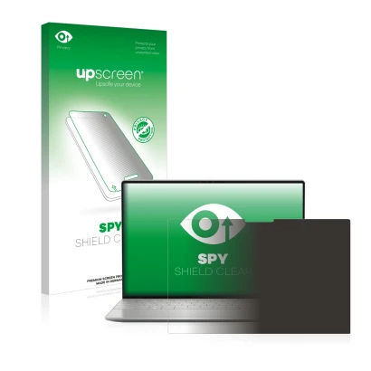 Face avant d’un emballage produit avec le logo de la marque upscreen. À côté, l’appareil Dell XPS 13 Plus 9320 Touch est repré