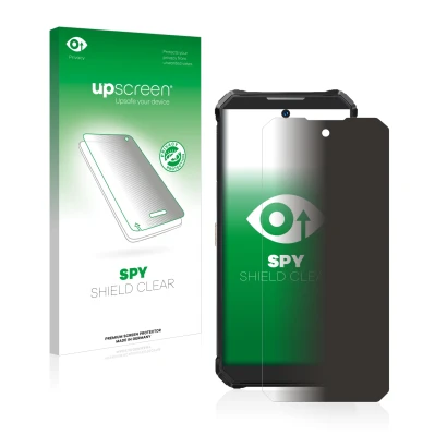 Face avant d’un emballage produit avec le logo de la marque upscreen. À côté, l’appareil Oukitel WP19 est représenté avec la p