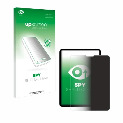 Face avant d’un emballage produit avec le logo de la marque upscreen. À côté, l’appareil Apple iPad Pro 11" 2022 (4ème Gen.) e