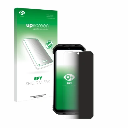 Face avant d’un emballage produit avec le logo de la marque upscreen. À côté, l’appareil Doogee S100 Pro est représenté avec l