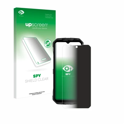 Face avant d’un emballage produit avec le logo de la marque upscreen. À côté, l’appareil Doogee V30 est représenté avec la pro