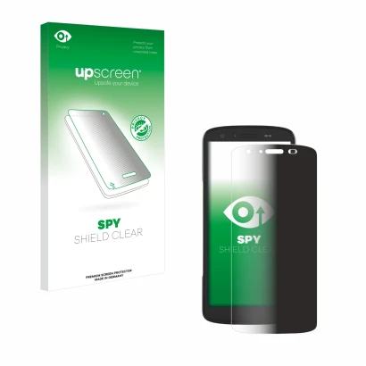 Face avant d’un emballage produit avec le logo de la marque upscreen. À côté, l’appareil Zebra TC22 est représenté avec la pro