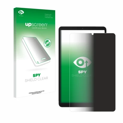 Face avant d’un emballage produit avec le logo de la marque upscreen. À côté, l’appareil Samsung Galaxy Tab A9 LTE est représe
