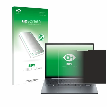 Face avant d’un emballage produit avec le logo de la marque upscreen. À côté, l’appareil HP Dragonfly G4 Non-Touch est représe