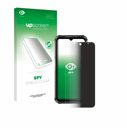 Face avant d’un emballage produit avec le logo de la marque upscreen. À côté, l’appareil Ulefone Armor 22 est représenté avec