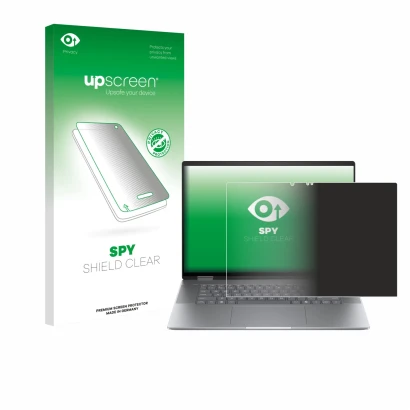 Face avant d’un emballage produit avec le logo de la marque upscreen. À côté, l’appareil HP Envy x360 2-in-1 16 est représenté
