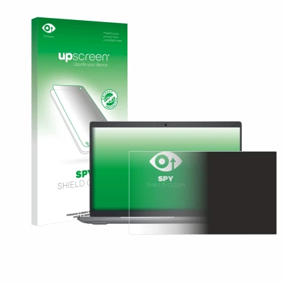 Face avant d’un emballage produit avec le logo de la marque upscreen. À côté, l’appareil Dell Latitude 5550 Laptop est représe