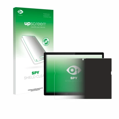 Face avant d’un emballage produit avec le logo de la marque upscreen. À côté, l’appareil Lenovo ThinkPad X12 Detachable Gen 2