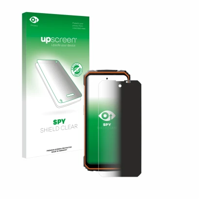 Face avant d’un emballage produit avec le logo de la marque upscreen. À côté, l’appareil Blackview BV8100 est représenté avec 