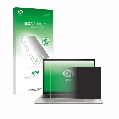 Face avant d’un emballage produit avec le logo de la marque upscreen. À côté, l’appareil ASUS ZenBook S 13 OLED UX5304 est rep