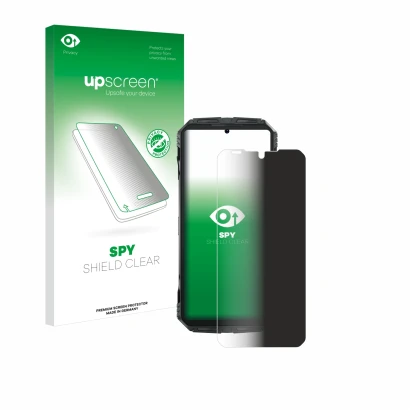 Face avant d’un emballage produit avec le logo de la marque upscreen. À côté, l’appareil Doogee S Punk est représenté avec la 