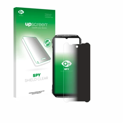 Face avant d’un emballage produit avec le logo de la marque upscreen. À côté, l’appareil Doogee V40 Pro est représenté avec la