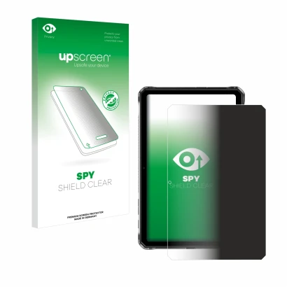 Face avant d’un emballage produit avec le logo de la marque upscreen. À côté, l’appareil Doogee R10 est représenté avec la pro