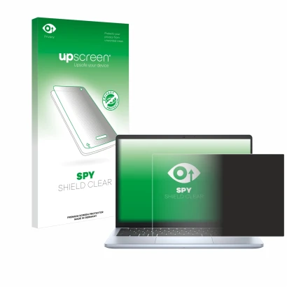 Face avant d’un emballage produit avec le logo de la marque upscreen. À côté, l’appareil Dell Inspiron 14 5440 Laptop est repr