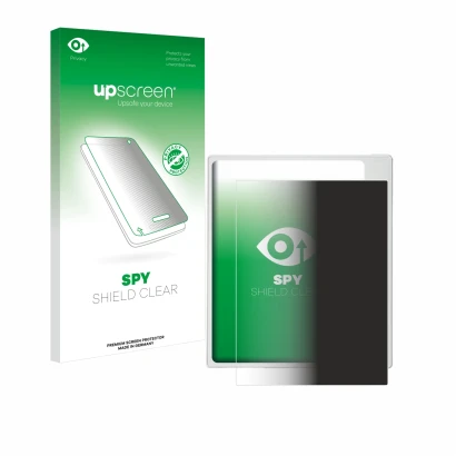Face avant d’un emballage produit avec le logo de la marque upscreen. À côté, l’appareil Boox Go Color 7 White Edition est rep