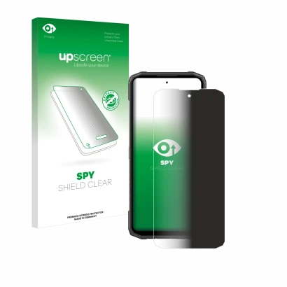 Face avant d’un emballage produit avec le logo de la marque upscreen. À côté, l’appareil Doogee Blade 10 Power est représenté
