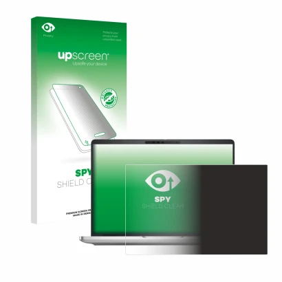Face avant d’un emballage produit avec le logo de la marque upscreen. À côté, l’appareil Dell Pro 13 Plus Laptop est représent