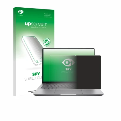 Face avant d’un emballage produit avec le logo de la marque upscreen. À côté, l’appareil HP Zbook Ultra G1a 14" est représenté