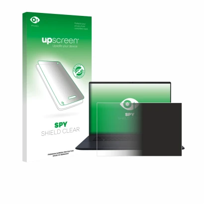 Face avant d’un emballage produit avec le logo de la marque upscreen. À côté, l’appareil ASUS Vivobook 18 M1807 est représenté