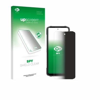 Face avant d’un emballage produit avec le logo de la marque upscreen. À côté, l’appareil Doogee Blade 20 Turbo est représenté 