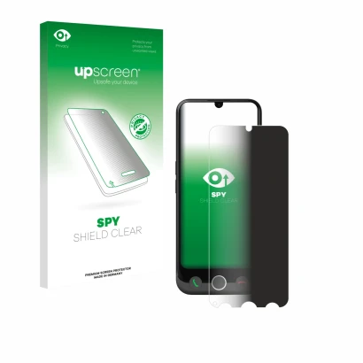 Face avant d’un emballage produit avec le logo de la marque upscreen. À côté, l’appareil Doro Aurora A30 est représenté avec l
