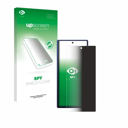 Face avant d’un emballage produit avec le logo de la marque upscreen. À côté, l’appareil Samsung Galaxy Z Fold 7 est représent