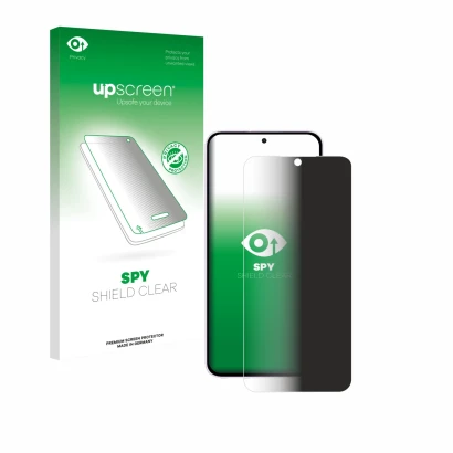 Face avant d’un emballage produit avec le logo de la marque upscreen. À côté, l’appareil Samsung Galaxy A56 5G (case-friendly)