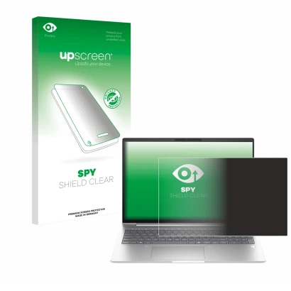 Face avant d’un emballage produit avec le logo de la marque upscreen. À côté, l’appareil HP EliteBook 6 G1i 14 est représenté 