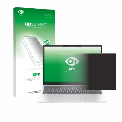 Face avant d’un emballage produit avec le logo de la marque upscreen. À côté, l’appareil HP OmniBook 7 Aero 13 est représenté