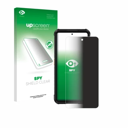 Face avant d’un emballage produit avec le logo de la marque upscreen. À côté, l’appareil Ulefone RugOne Xever 7 Pro est représ