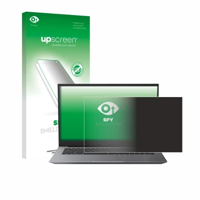 Face avant d’un emballage produit avec le logo de la marque upscreen. À côté, l’appareil Blackview Acebook 10 18.5" est représ