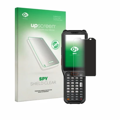 Face avant d’un emballage produit avec le logo de la marque upscreen. À côté, l’appareil Urovo RT40S est représenté avec la pr