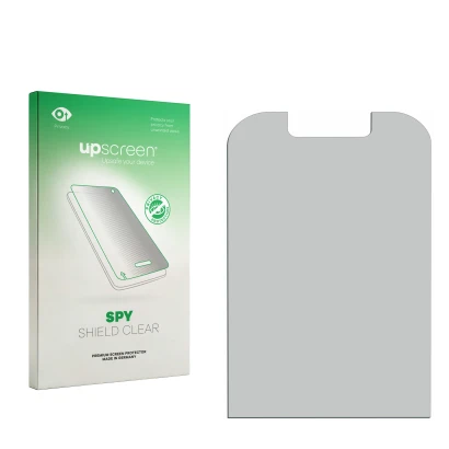 Face avant d’un emballage produit avec le logo de la marque upscreen. À côté se trouve la protection d’écran correspondante.