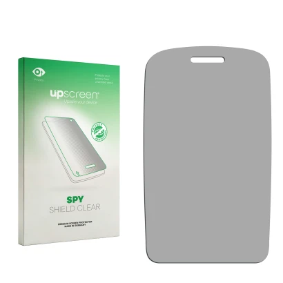 Face avant d’un emballage produit avec le logo de la marque upscreen. À côté se trouve la protection d’écran correspondante.