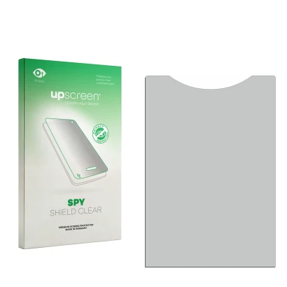 Face avant d’un emballage produit avec le logo de la marque upscreen. À côté se trouve la protection d’écran correspondante.
