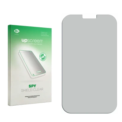Face avant d’un emballage produit avec le logo de la marque upscreen. À côté se trouve la protection d’écran correspondante.